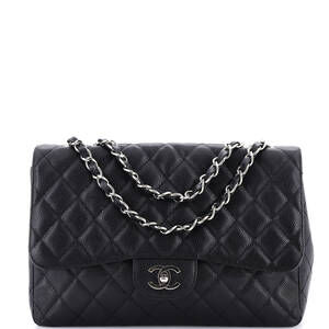 Chanel Jumbo Classic Single Flap Bag Quilted Caviar